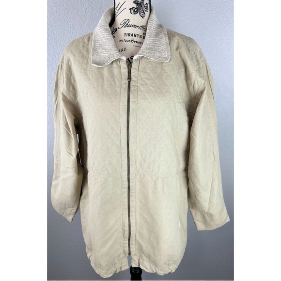 Blue Willi's Women’s Beige Quilted Chore Barn Jacket Fisherman Minimalist, Large - Picture 3 of 10